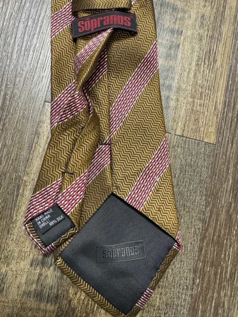 Soprano’s Brown‎ & Pink Striped Men’s Silk Tie